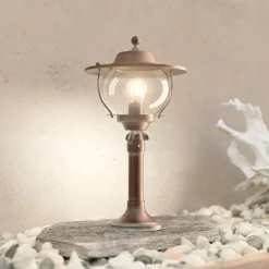 Sokkellamper ^ Moretti Luce Adessora sokkellampe, messing, glas, højde 48 cm