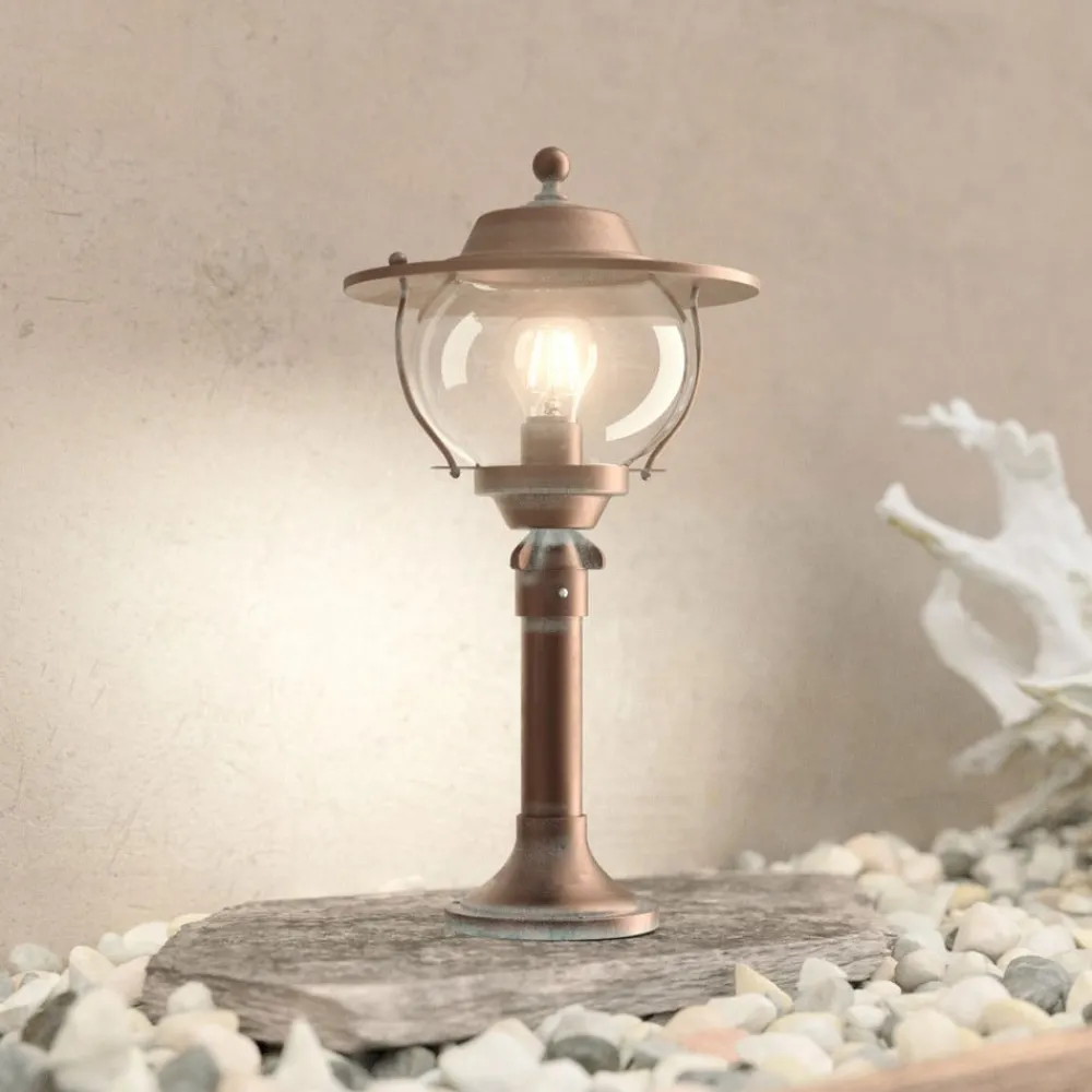 Sokkellamper ^ Moretti Luce Adessora sokkellampe, messing, glas, højde 48 cm