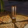 FARO BARCELONA Gadebelysning > Agra LED-gadelampe, rustbrun, aluminium/glas, højde 65 cm