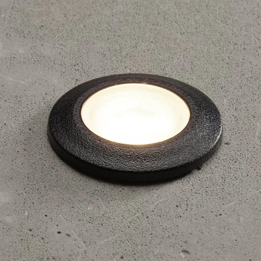 Nedgravet Udebelysning ^ Fumagalli Aldo LED indbygningslampe, rund sort/klar 3.000 K