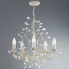 Lysekroner|Pendellamper ^ Searchlight Almandite lysekrone, 5 lyskilder, creme, guld