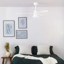 FARO BARCELONA Loftventilatorer > Amelia Cone loftventilator med LED-lampe, hvid