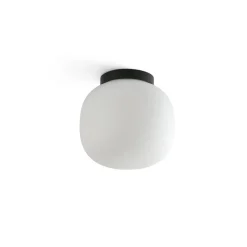 Loftlamper ^ FARO BARCELONA Amelia loftlampe til bad, sort/opal, glas, Ø 21,5 cm