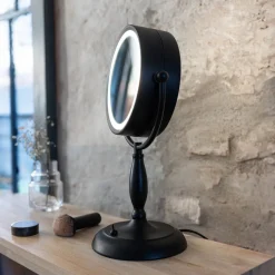 Markslöjd Møbel Og Interiør > Ansigtsbordspejl med lys, sort, metal, højde 36 cm