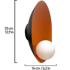 ROYALTECH Væglamper|Væglamper > Aphrodite væglampe, orange, Ø 33 cm, metal, G9