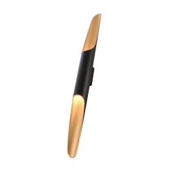 Væglamper ^ Deko-Light Apodis LED-væglampe, sort/guld, højde 80 cm, metal dæmpbar