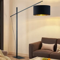Arcchio Gulvlamper|Gulvlamper > buelampe Mossa, 200 cm, sort-guld, tekstil