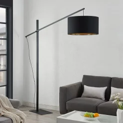 Arcchio Gulvlamper|Gulvlamper > buelampe Mossa, 200 cm, sort-guld, tekstil