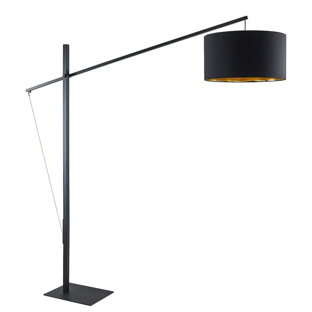 Arcchio Gulvlamper|Gulvlamper > buelampe Mossa, 200 cm, sort-guld, tekstil
