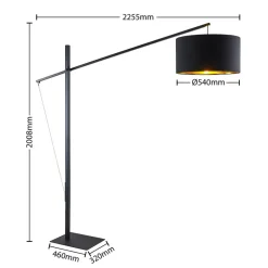 Arcchio Gulvlamper|Gulvlamper > buelampe Mossa, 200 cm, sort-guld, tekstil