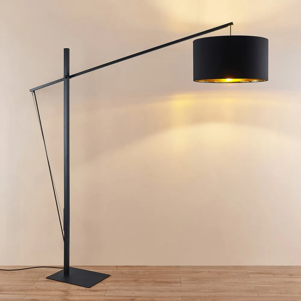 Arcchio Gulvlamper|Gulvlamper > buelampe Mossa, 200 cm, sort-guld, tekstil