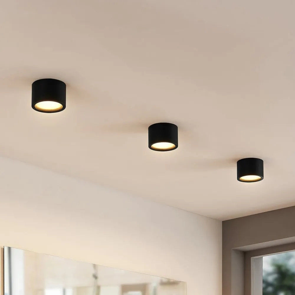 Loftlamper|Loftlamper ^ Arcchio downlight Nieva, GX53, sort, rund, Ø 10cm, metal