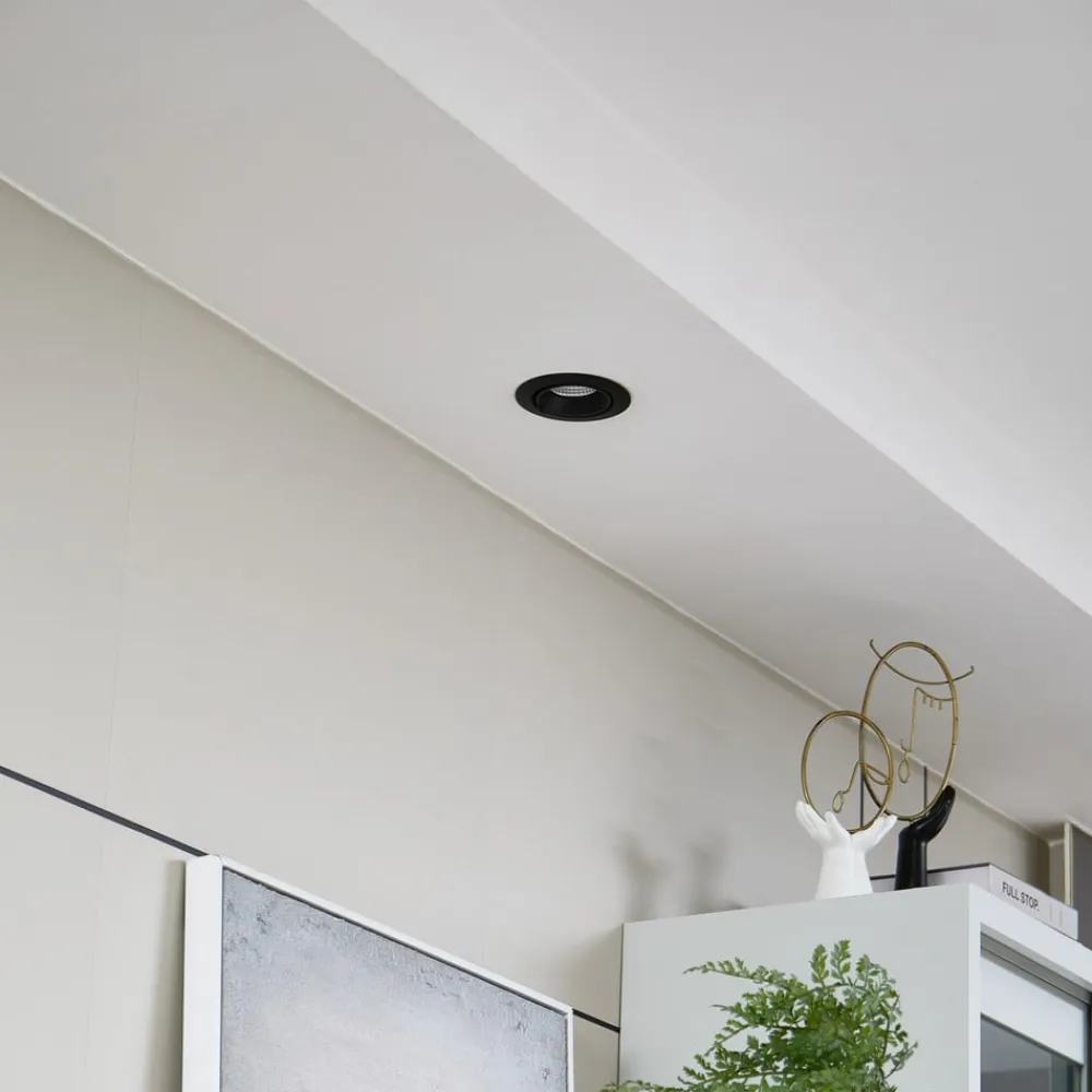 Arcchio Indbygningsspots > Harcos LED-downlight, sort, Ø 11 cm, 4.000K