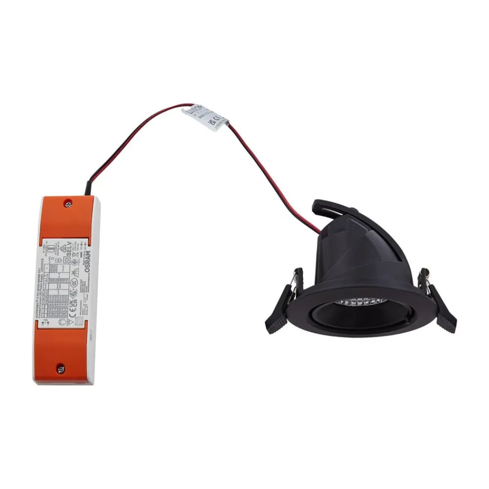 Arcchio Indbygningsspots > Harcos LED-downlight, sort, Ø 11 cm, 4.000K