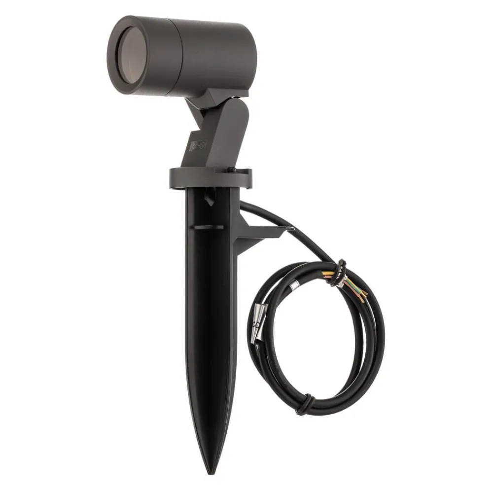 Udendørs Spot ^ Arcchio Hemmani spot med jordspyd, højde 35 cm, antracit, aluminium