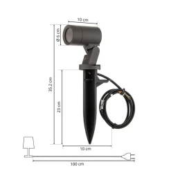 Udendørs Spot ^ Arcchio Hemmani spot med jordspyd, højde 35 cm, antracit, aluminium
