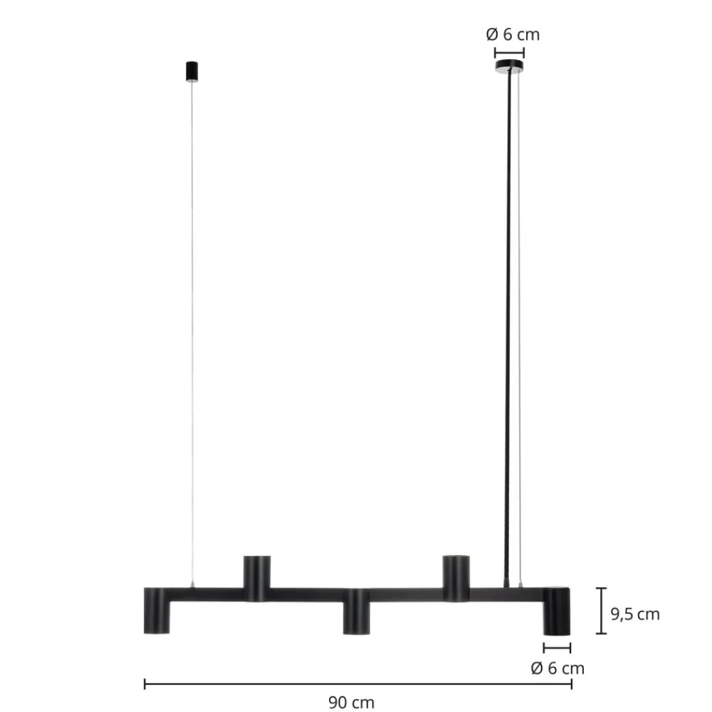 Arcchio Pendellamper > hængelampe Brinja, sort, 120 cm, 5 lyskilder, GU10