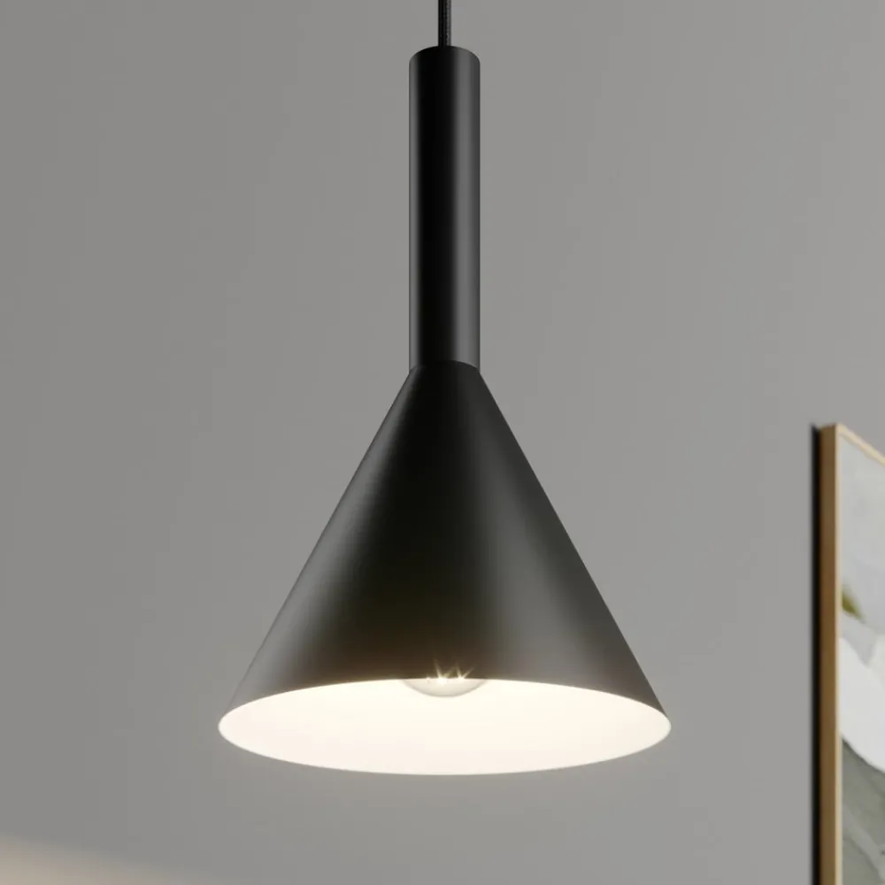 Pendellamper ^ Arcchio hængelampe Tadej, sort-hvid, Ø 19 cm, metal, E27