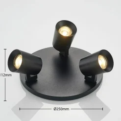 Arcchio Loftlamper|Spotlights > Iavo-loftspot, rund, 3 lyskilder, sort