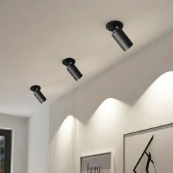 Gang|Loftlamper ^ Arcchio indbygningsspot Davin, sort, cylinder, sæt med 3 stk