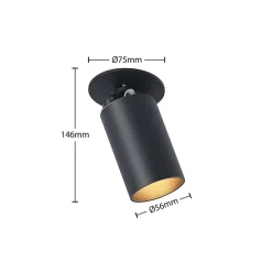 Arcchio Indbygningsspots|Spotlights > indbygningsspot Davin, sort, cylinder, sæt med 2 stk