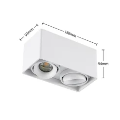 Gang|Loftlamper ^ Arcchio Kubika downlight, 19 cm, hvid, 2 lyskilder, metal