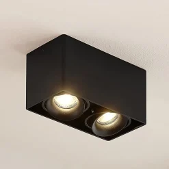 Loftlamper|Loftlamper ^ Arcchio Kubika downlight, 19 cm, sort, 2 lyskilder, metal