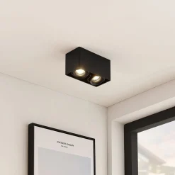 Loftlamper|Loftlamper ^ Arcchio Kubika downlight, 19 cm, sort, 2 lyskilder, metal