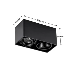Loftlamper|Loftlamper ^ Arcchio Kubika downlight, 19 cm, sort, 2 lyskilder, metal