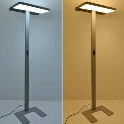 Arcchio Gulvlamper > LED-gulvlampe til kontor Aila, sølv, dagslyssensor