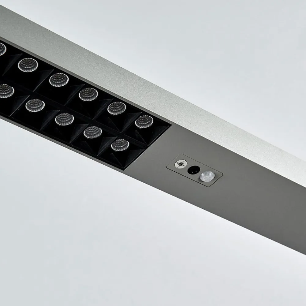Arcchio Gulvlamper > LED-gulvlampe til kontor Jolinda, sølv, 4.000 K, sensor