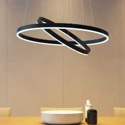 Pendellamper|Pendellamper ^ Arcchio LED-hængelampe Albiona, sort, 2 ringe, Ø 60 cm