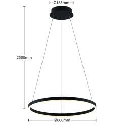 Arcchio Pendellamper|Pendellamper > LED-hængelampe Albiona, sort, 1 ring, Ø 60 cm