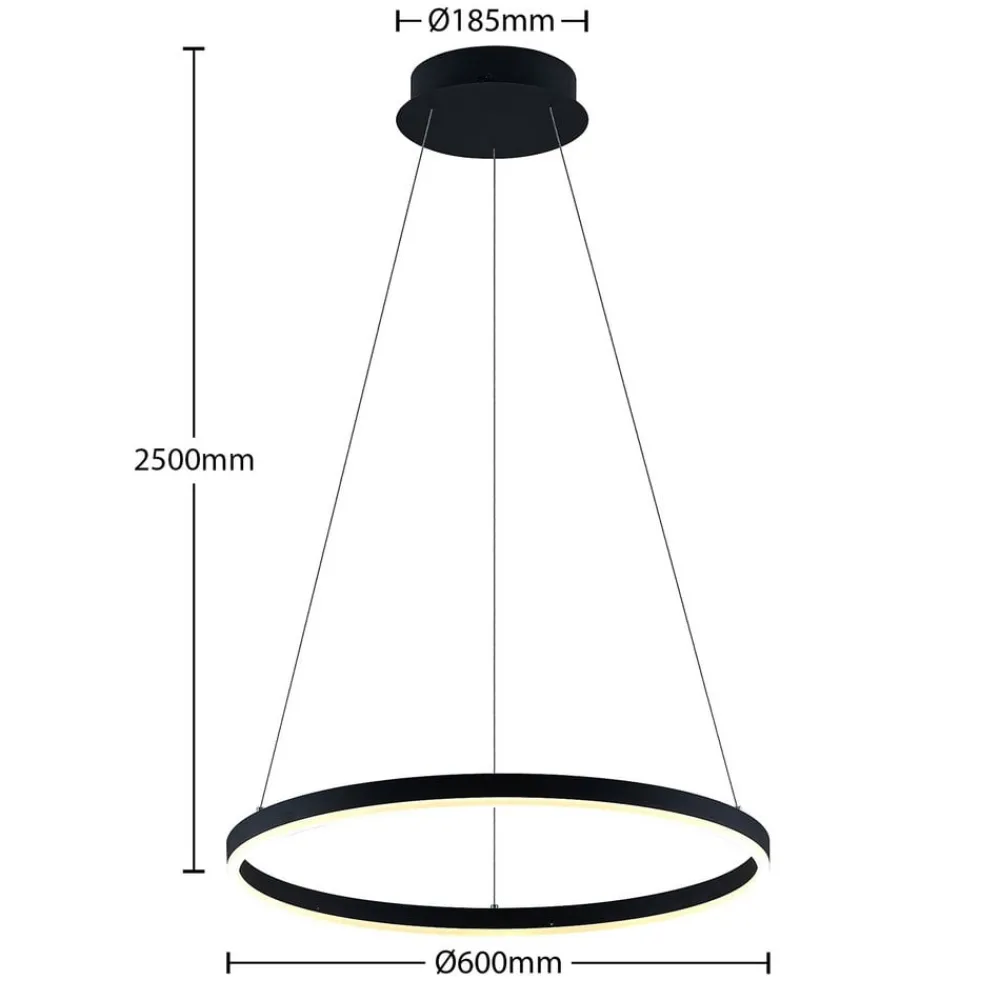 Arcchio Pendellamper|Pendellamper > LED-hængelampe Albiona, sort, 1 ring, Ø 60 cm