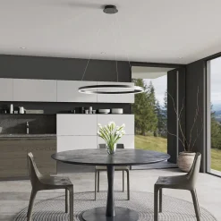 Pendellamper|Pendellamper ^ Arcchio LED-hængelampe Albiona, sort, 1 ring, Ø 80 cm