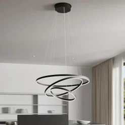 Arcchio Pendellamper|Pendellamper > LED-hængelampe Albiona, sort, 3 ringe, Ø 80 cm