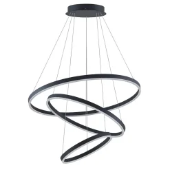 Arcchio Pendellamper|Pendellamper > LED-hængelampe Albiona, sort, 3 ringe, Ø 80 cm