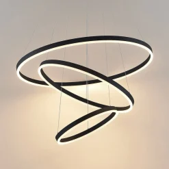 Arcchio Pendellamper|Pendellamper > LED-hængelampe Albiona, sort, 3 ringe, Ø 80 cm