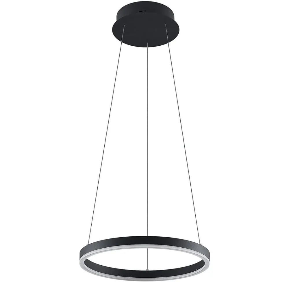 Pendellamper|Pendellamper ^ Arcchio LED-hængelampe Albiona, sort, 1 ring, Ø 40 cm