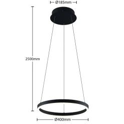 Pendellamper|Pendellamper ^ Arcchio LED-hængelampe Albiona, sort, 1 ring, Ø 40 cm