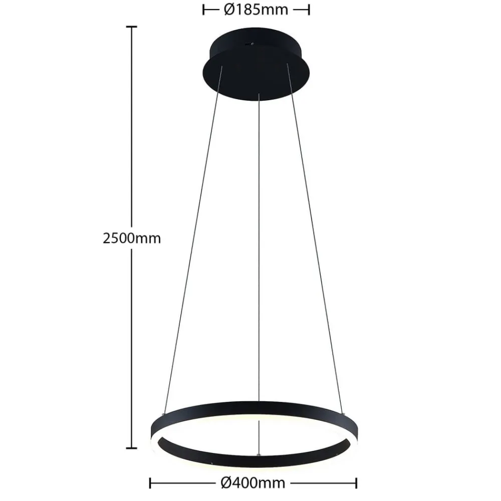Pendellamper|Pendellamper ^ Arcchio LED-hængelampe Albiona, sort, 1 ring, Ø 40 cm