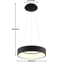 Arcchio Pendellamper > LED-hængelampe Aleksi, Ø 45 cm, sort, metal, CCT