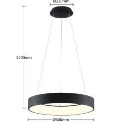 Pendellamper ^ Arcchio LED-hængelampe Aleksi, Ø 60 cm, sort, metal, CCT