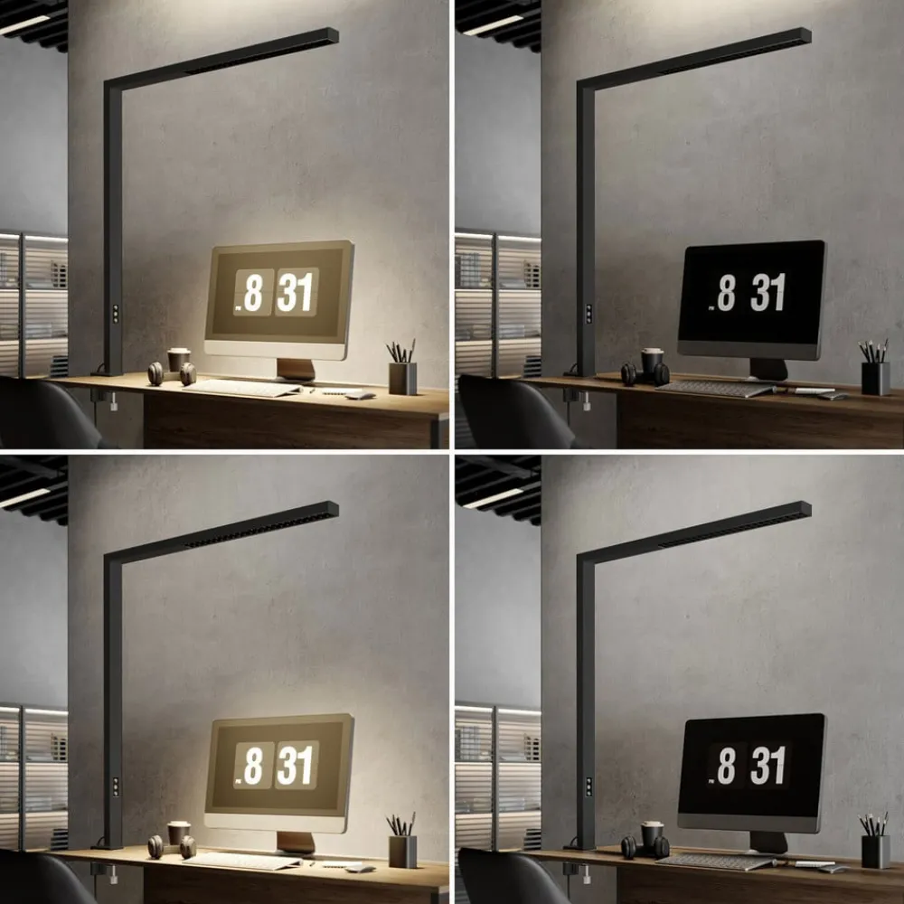 Arbejdsrum/Kontor|Bordlamper ^ Arcchio LED-klemmelampe Jolinda, sort, aluminium, dæmpbar