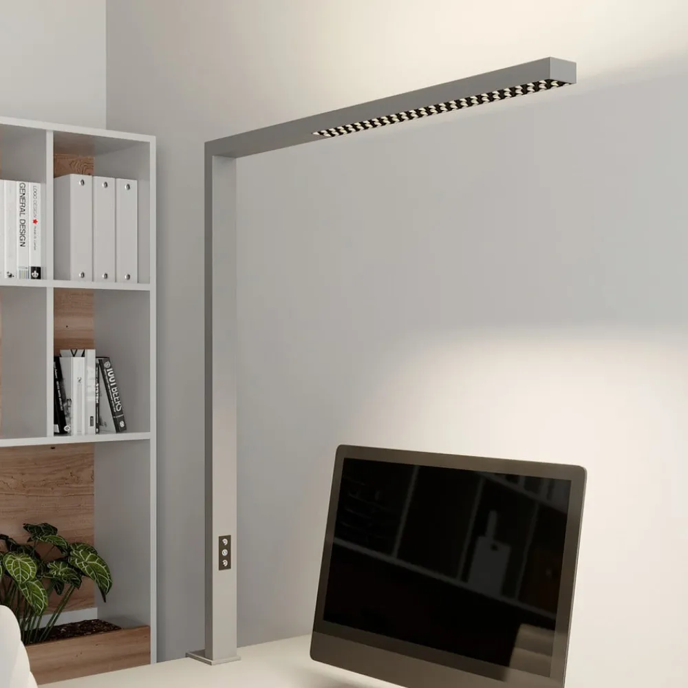Arcchio Bordlamper > LED-klemmelampe Jolinda, sølv, metal, dæmpbar