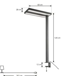 Arcchio Arbejdsrum/Kontor|Bordlamper > LED-klemmelampe Logan sort, dæmpbar, sensor