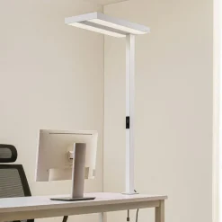 Arcchio Arbejdsrum/Kontor|Bordlamper > LED-klemmelampe Logan, hvid, dæmpbar, sensor
