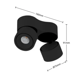 Arbejdsrum/Kontor|Loftlamper ^ Arcchio LED-loftspot Rotari, 1960lm, 2 lyskilder, sort