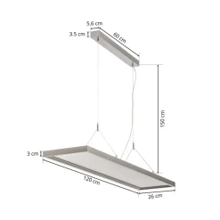 Arcchio Arbejdsrum/Kontor|Pendellamper > LED-pendellampe Dorean, sølv, metal, 120 cm