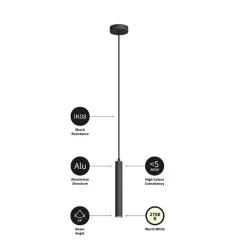 Arcchio Pendellamper > LED-pendellampe Franka, 1 lyskilde, Ø 4 cm, sort
